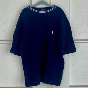 Boys Polo Ralph Lauren Navy Pique Crew Tee, Size 8-10